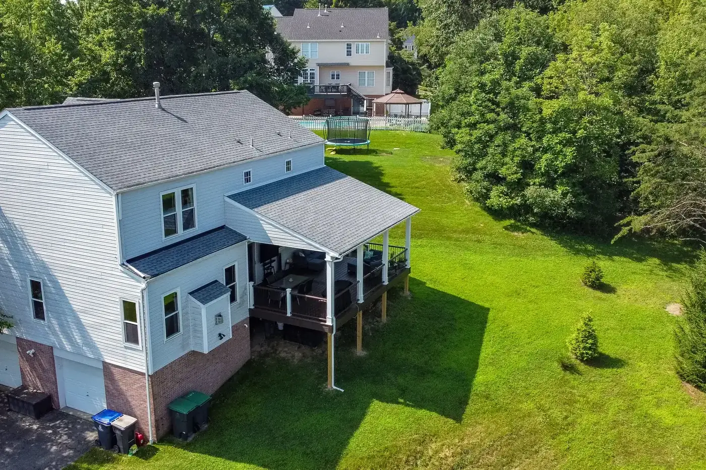 Covered composite deck — aerial view