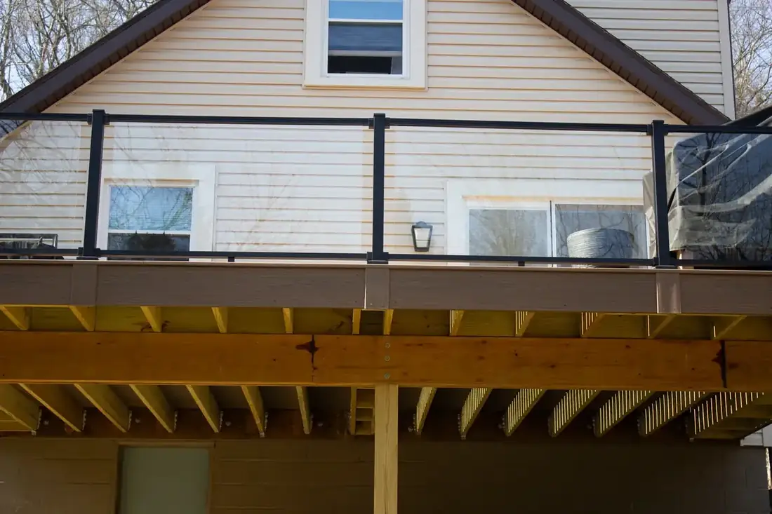 Composite deck on steel posts — Oasis Custom Decks