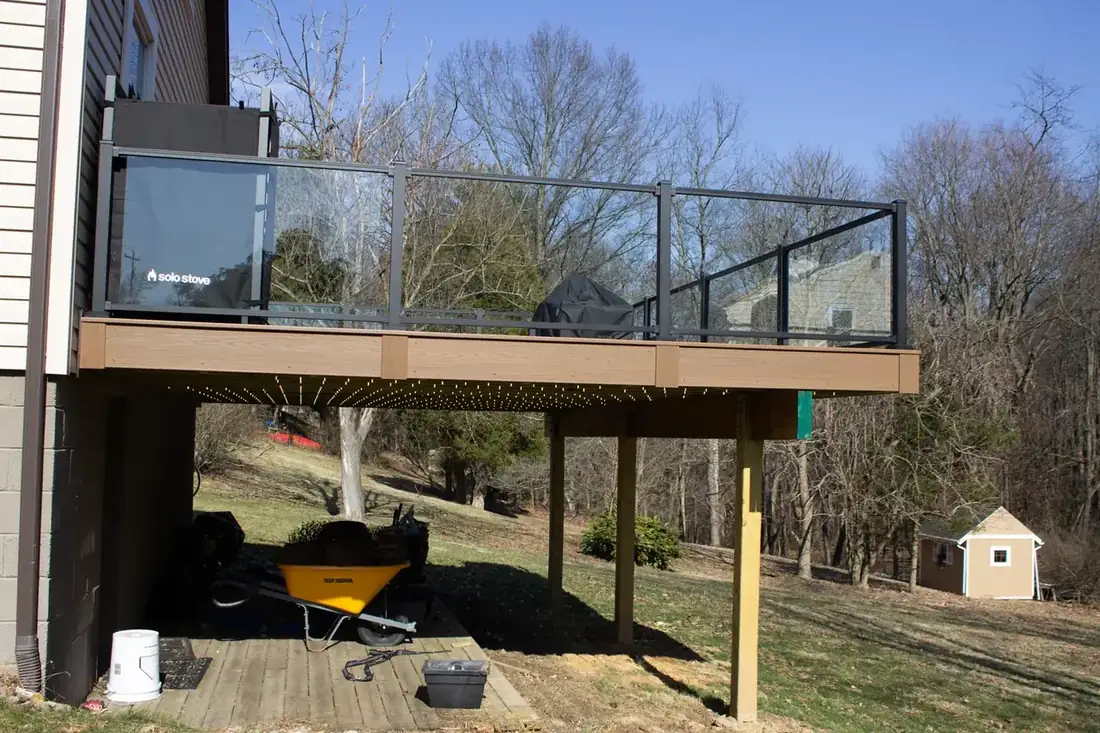 Glass-panel railing keeps the view open