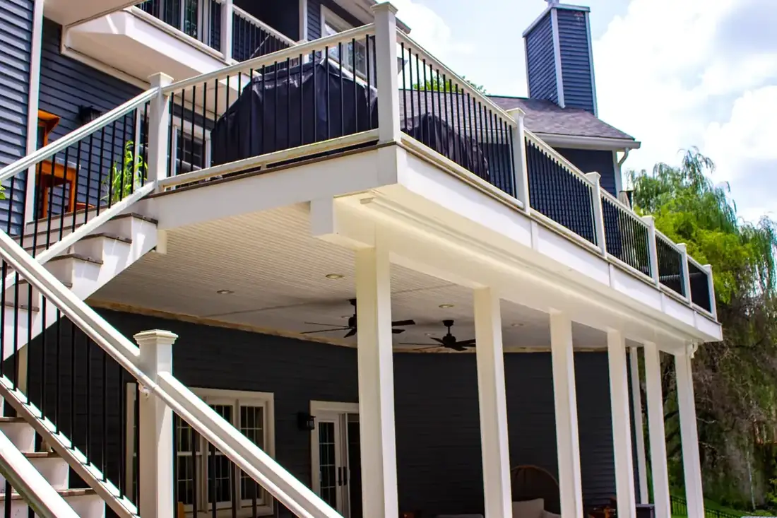 Upper deck over a covered patio