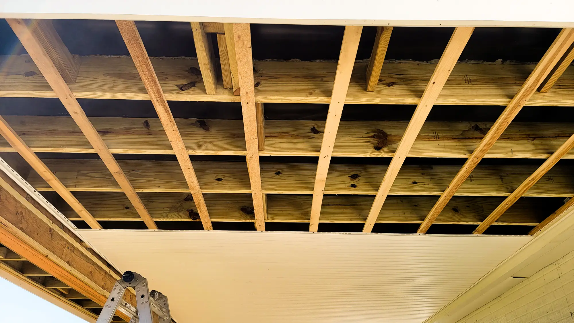 Photo of the deck being built from below