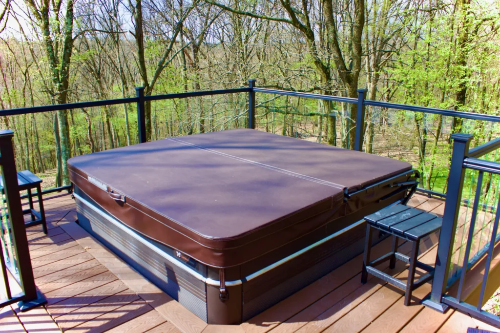 Photo of a deck with a hot tub