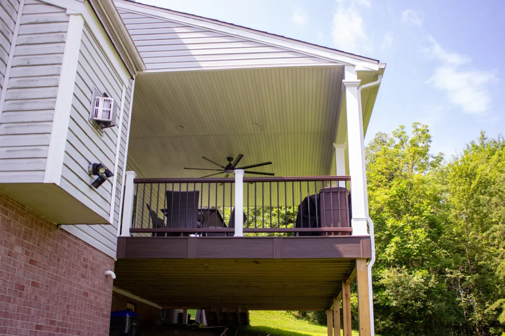 Side view of a raised deck
